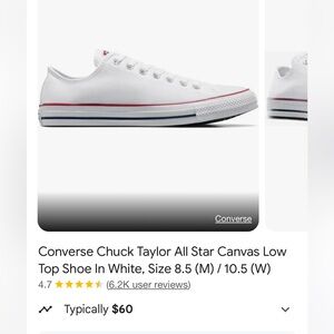 Brand New White Converse Women’s 9